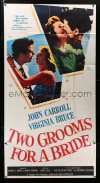 3g958 TWO GROOMS FOR A BRIDE 3sh '57 John Carroll, Virginia Bruce should have said no!