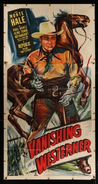 3g967 VANISHING WESTERNER 3sh '50 great full-length artwork of cowboy Monte Hale & horse!