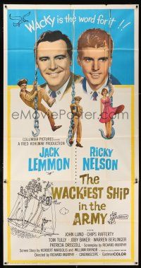 3g973 WACKIEST SHIP IN THE ARMY 3sh '60 Jack Lemmon & Ricky Nelson in grass skirts w/coconut bras!