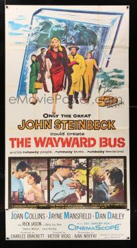 3g975 WAYWARD BUS 3sh '57 art of sexy Joan Collins & Jayne Mansfield, from John Steinbeck novel!