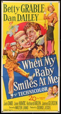 3g979 WHEN MY BABY SMILES AT ME 3sh '48 Fox stone litho of sexy Betty Grable & Dan Dailey!