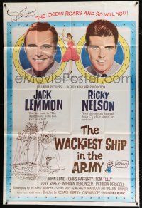 3g059 WACKIEST SHIP IN THE ARMY 40x60 '60 great image of Jack Lemmon & Ricky Nelson!