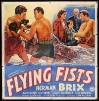 3g258 FLYING FISTS 6sh '37 great artwork of boxer Bruce Bennett as Herman Brix in boxing ring!