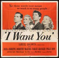 3g291 I WANT YOU 6sh '51 Dana Andrews, Dorothy McGuire, Farley Granger, Peggy Dow