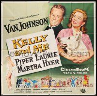 3g295 KELLY & ME 6sh '57 art of Van Johnson, Piper Laurie, sexy Martha Hyer & dog by Reynold Brown!