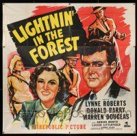 3g305 LIGHTNIN' IN THE FOREST 6sh '48 great close up art of Lynne Roberts & Donald Red Barry!