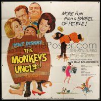 3g320 MONKEY'S UNCLE 6sh '65 Disney, art of Annette Funnicello & cast in barrell + wacky ape!