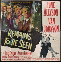 3g343 REMAINS TO BE SEEN 6sh '53 Van Johnson, June Allyson, Angela Lansbury by creepy statue!