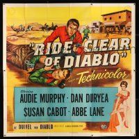 3g348 RIDE CLEAR OF DIABLO 6sh '54 cool art of sheriff Audie Murphy & Dan Duryea with guns!