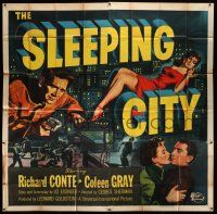 3g360 SLEEPING CITY 6sh '50 Richard Conte, Coleen Gray, sexy different film noir art!