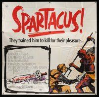 3g367 SPARTACUS 6sh R67 classic Stanley Kubrick & Kirk Douglas epic, cool gladiator artwork!