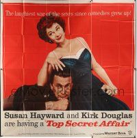 3g389 TOP SECRET AFFAIR 6sh '57 Susan Hayward & Kirk Douglas in the laughiest war of the sexes!