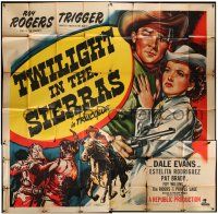 3g393 TWILIGHT IN THE SIERRAS 6sh '50 art of Roy Rogers riding Trigger & c/u with Dale Evans!