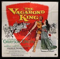 3g400 VAGABOND KING 6sh '56 cool art of pretty Kathryn Grayson & Oreste with sword!