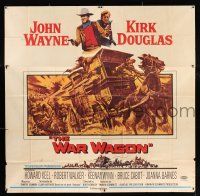 3g405 WAR WAGON 6sh '67 cowboys John Wayne & Kirk Douglas, western armored stagecoach artwork!