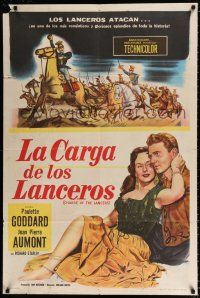 3g098 CHARGE OF THE LANCERS Argentinean '54 art of sexy Paulette Goddard & Jean Pierre Aumont!