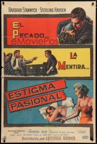 3g101 CRIME OF PASSION Argentinean '57 sexy Barbara Stanwyck w/gun wants to shoot Sterling Hayden!