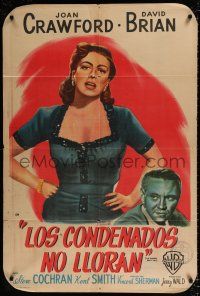 3g102 DAMNED DON'T CRY Argentinean '50 Joan Crawford is the private lady of a Public Enemy!