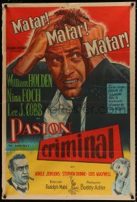 3g103 DARK PAST Argentinean '49 different close up art of terrified criminal William Holden!