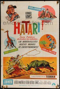 3g121 HATARI Argentinean '62 Howard Hawks, great artwork images of John Wayne in Africa!