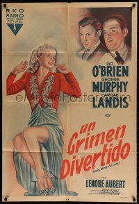 3g122 HAVING WONDERFUL CRIME Argentinean '44 full-length art of Carole Landis + Murphy & O'Brien!