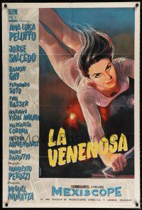 3g133 LA VENENOSA Argentinean '59 Alvara art of sexy Ana Luisa Peluffo on circus trapeze!