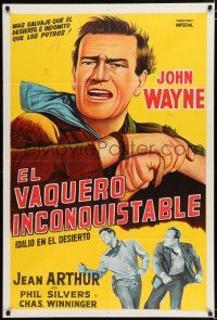 3g134 LADY TAKES A CHANCE Argentinean R50s great close up art of John Wayne + getting punched!