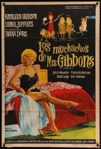 3g145 MRS GIBBONS' BOYS Argentinean '62 Bloise art of sexy Diana Dors in negligee showing her legs!