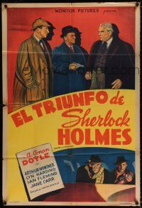 3g146 TRIUMPH OF SHERLOCK HOLMES Argentinean '40s art of Arthur Wontner as Sherlock Holmes!