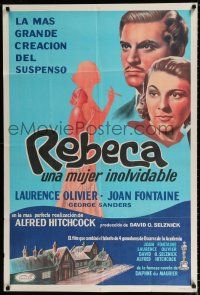 3g157 REBECCA Argentinean R50s Alfred Hitchcock, art of Laurence Olivier & Joan Fontaine!