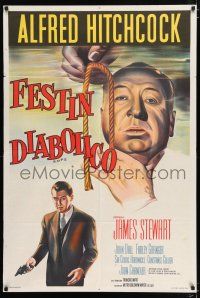 3g163 ROPE Argentinean R58 cool art of James Stewart & director Alfred Hitchcock w/ murder weapon!