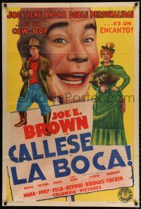 3g165 SHUT MY BIG MOUTH Argentinean '42 art of cowboy Joe E. Brown in the laugh-loaded comedy!