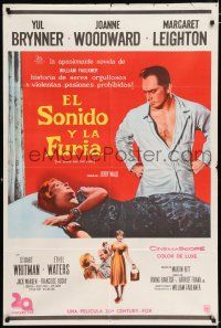 3g168 SOUND & THE FURY Argentinean '59 Martin Ritt, Yul Brynner w/hair glares at Joanne Woodward!