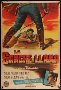 3g170 SUNDOWNERS Argentinean '50 John Barrymore Jr., cool western whipping artwork!
