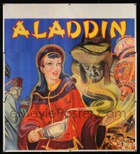 3g006 ALADDIN stage play English 6sh '30s stone litho of female lead with genie, lamp & treasure!