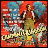 3g001 CAMPBELL'S KINGDOM English 6sh '58 great full-length art of Dirk Bogarde by busted dam!