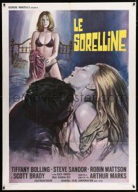 3g476 BONNIE'S KIDS Italian 1p '75 different art of sexy half-naked Tiffany Bolling on bed!