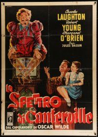 3g478 CANTERVILLE GHOST Italian 1p '51 Nistri art of O'Brien, Robert Young & Charles Laughton!