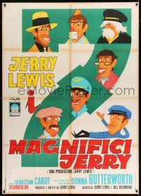 3g494 FAMILY JEWELS Italian 1p '65 different Tim art of wacky Jerry Lewis in 7 different roles!