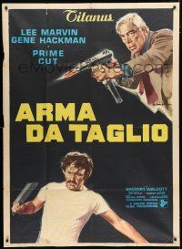 3g535 PRIME CUT Italian 1p '72 Lee Marvin w/machine gun, Gene Hackman w/cleaver, Ciriello art!