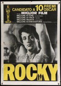 3g545 ROCKY Italian 1p '77 different close up of boxer Sylvester Stallone, boxing classic!