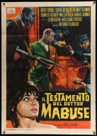 3g564 TESTAMENT OF DR. MABUSE Italian 1p '62 cool gold robbery art by Rodolfo Gasparri!