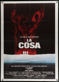 3g565 THING Italian 1p '82 John Carpenter, cool sci-fi horror art, the ultimate in alien terror!
