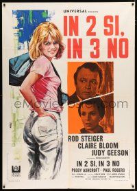 3g566 THREE INTO TWO WON'T GO Italian 1p '69 Rod Steiger, Claire Bloom, Avelli art of Judy Geeson!