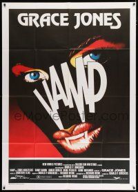 3g570 VAMP Italian 1p '86 great different art of female vampire showing her fangs & sexy lips!