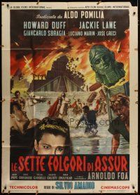 3g573 WAR GODS OF BABYLON style A Italian 1p '63 cool different epic artwork by Enzo Nistri!