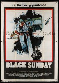 3g433 BLACK SUNDAY Italian 2p '77 Frankenheimer, completely different art by R. Fenton!
