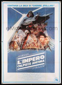 3g439 EMPIRE STRIKES BACK Italian 2p '80 George Lucas sci-fi classic, cool artwork by Tom Jung!