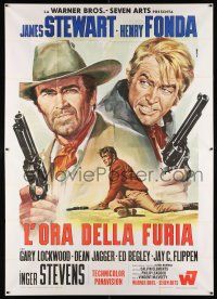3g440 FIRECREEK Italian 2p '68 different Renato Casaro art of James Stewart & Henry Fonda!
