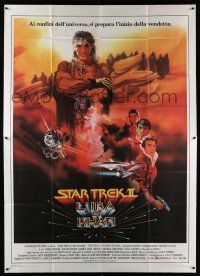 3g461 STAR TREK II Italian 2p '82 The Wrath of Khan, Leonard Nimoy, William Shatner, Bob Peak art!